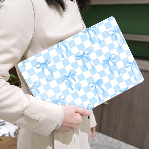 Image of MEEgoodo Case for M5 MacBook Pro 16 inch Case 2026 2024 2023 2021 with M5 M4 M3 M2 M1 Pro /Max Chip, Fit Model A3429 /A3428 /A3403 /A3186 /A2991 /A2780 /A2485, Blue&White Checkers&Bows