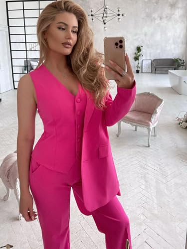 Women's Suit 3 Piece Formal Slim Fit Suits for Women Work BusinessTwo Button Blazer Vest Pant Set Prom Tuxedo3