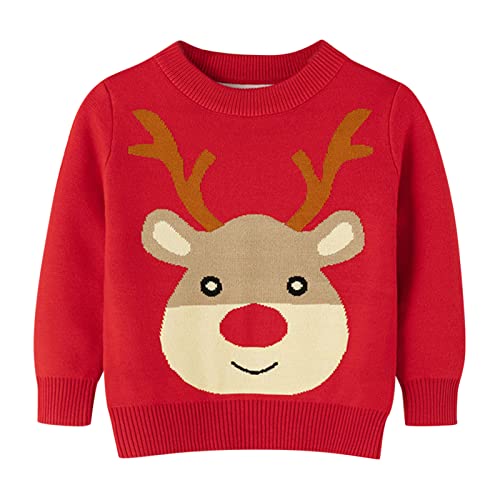Toddler Baby Girl Boy Christmas Sweater Crewneck Long Sleeve Blouse Deer Print Pullover Cute Fall Winter Sweaters