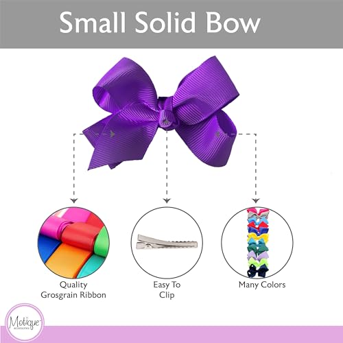 Image of Small Solid Bow for Girls - Set of 12 (Purple)