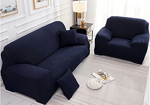 Housse canapé extensible 3 places polyester bleu marine taille universelle - 3