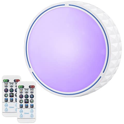 FUNCHDAY Wireless Battery Operated Ceiling Light,18 Colors Changing Mood Light,Dimmable Free Light Ceiling for Hallway Laundry Bathroom Stairs Garage White Blue Cover