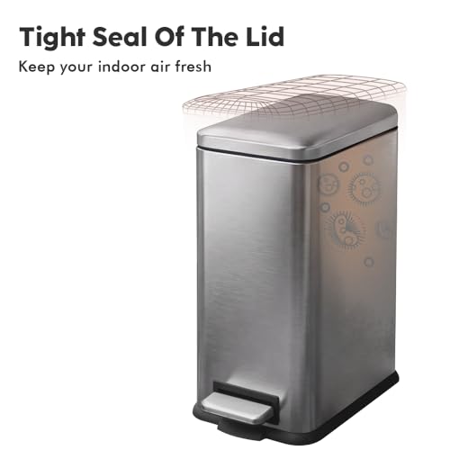 Cubo de basura de acero inoxidable rectangular de 5l acabado gris de alta gama 7