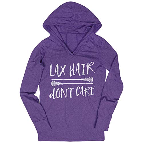 Girls Lacrosse Lightweight Performance Hoodie | Lax Hair Don't Care | Purple |