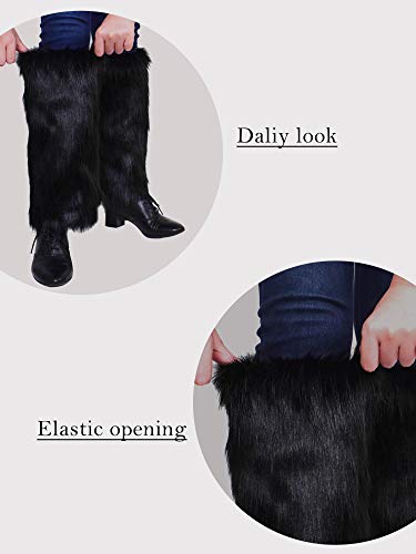 Nanxson Womens Fur Leg Warmer Winter Furry Long Boot Cuffs Cover Ttw0034 (Black) #TOP4