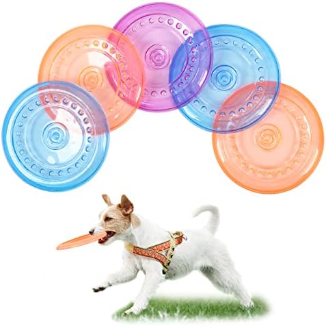 Tipatyard 5 Pack Rubber Dog Flying Disc Puppy Flyer Toy for Small Medium Dogs Puppy Toys(M)