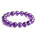 10mm Birthstone Round Bead Beaded Balance Bracelet Stretch Handmade Bangle (Purple Crystal)