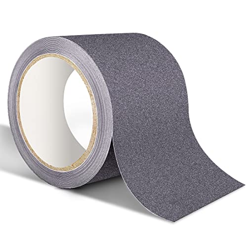 XFXIA Cinta Antideslizante Adhesiva Cinta de Seguridad Alta Tracción Fuerte Apretón Abrasivo Tiras Antideslizantes para Interiores y Exteriores, Escalones, Rampas y Suelos (10cm*5m, Gris) Cover