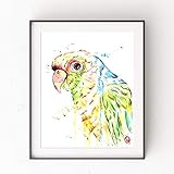 Parrot Wall Art, Parrot Art Print, Parrot Painting, Bird Wall Decor, Tropical Artwork | Professional...