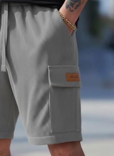 Image of SMOWKLY Authentics Classic Men's Polycotton Ribbed Cargo Stretch Shorts |Half Pant with Drawstring & 4 Pockets | Lightweight & Quick Dry | Men Shorts Casual |Summer Shorts Pant for Men