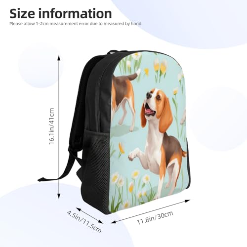 Comfort Fit Unisex Beagle Daisies Meadow Backpack Durable for Daily Commute & Travel Adventures 16 Inch4