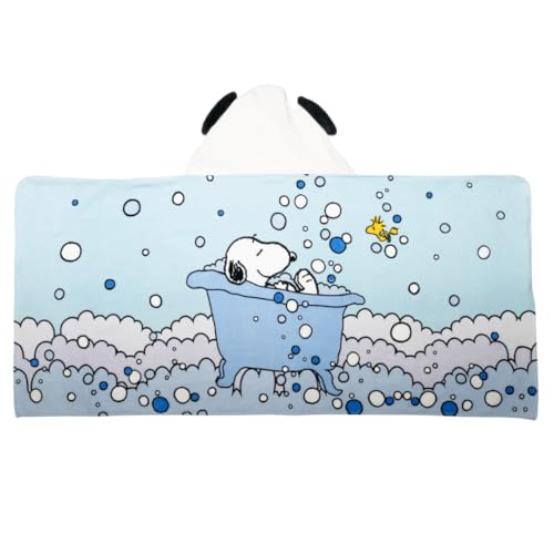 Image of Peanuts Snoopy Bubble Bath Kids Super Soft Bath /Pool /Beach Soft Cotton Terry Hooded Towel Wrap, 24 in x 50 in, (Officially Licensed Product) by Franco