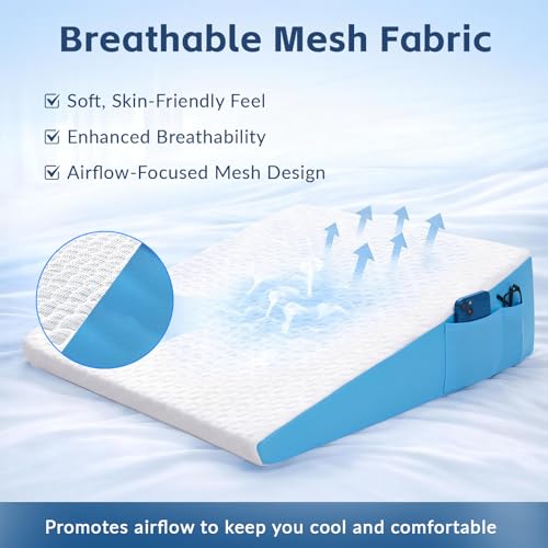 Image of Wedge Pillow for Sleeping, 7.5 inch Memory Foam Bed Wedge Pillow