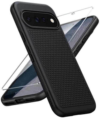 Image of FNTCASE for 11 /11 Pro Case: Soft TPU Non Slip Black | With Screen Protector, Shockproof Drop Protection, Matte Textured Protective Cell Phone Cover, for Daily Use, Black