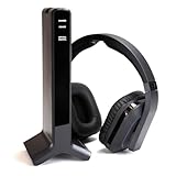 Emerson EE-9000 Wireless TV Headset with 2.4GHz RF Transmission, Rechargeable Battery, Volume Control, and Noise Reduction – Clear, Private Audio for TV, Movies, and Gaming at Home