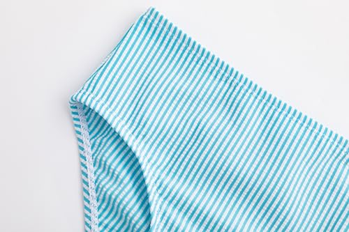 Image of LIZENS Two-Pieces Girls Swimsuit Puff Sleeve Beach Bathing Suit Stripe Bikini Sets