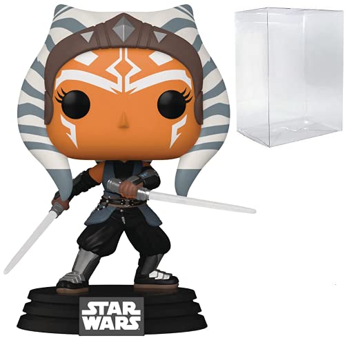 POP Star Wars: The Mandalorian - Figura de vinilo de Ahsoka Tano con sables de luz Funko (incluye funda protectora de caja compatible)