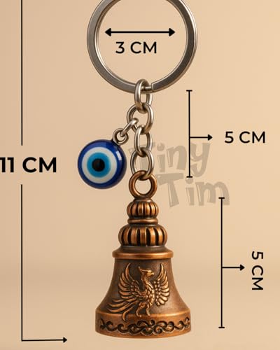 Image of Tiny Tim Guardian Bell with Evil Eye Charm - Protective Motorcycle & Car Accessory - Tibetan-Inspired Design - Wards Off Negative Energy - Ideal Gift for Bikers & Travelers