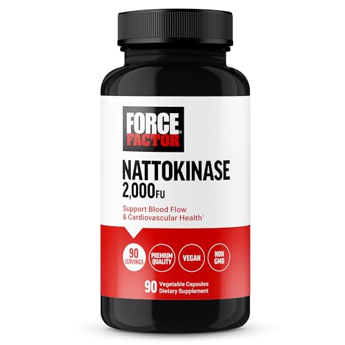 Image of Force Factor Nattokinase 2000 FU, Nattokinase Supplement for Heart Health and Blood Pressure Health, Blood Circulation Pills, Non-GMO, Vegan, No Gelatin, 90 Vegetable Capsules
