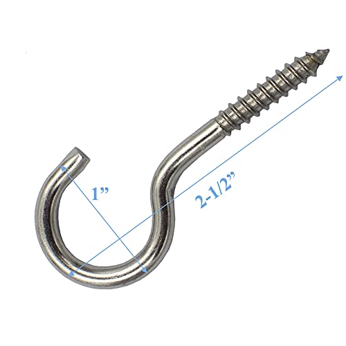 Dgol DGOL-AT168-M5OP 10 Pcs 2-1/2 Inch 304 Stainless Steel Screw-In Hooks Eye Bolt Ceiling Hook Screw Hanger Open Loop thumb #2