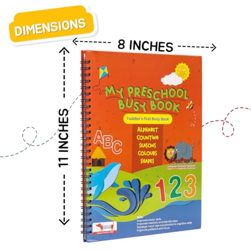 CocoMoco Kids Montessori Busy Book For Toddlers - Quiet Book For Kids, Learning Toys For 2-5 Year Olds, Preschool Birthday Return Gift For Kids (Single Pack), Multicolor