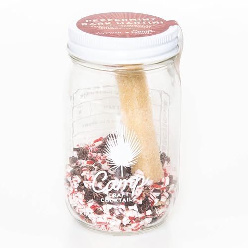 Camp Craft Cocktail Mix - Peppermint Bark Martini | Winter Holiday Drink Mixer Infusion Kit With Dehydrated Fruit, Herbs And Vegan Sugar | 16 Oz Glass Jar Mixer For Cocktails, Margaritas, And Mocktails - Serves 8