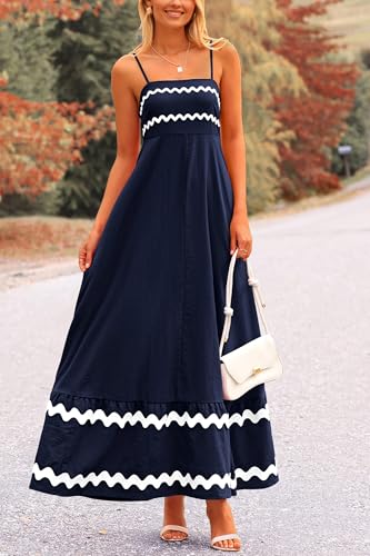 Image of PRETTYGARDEN Women's 2026 Summer Flowy Maxi Dress Casual Sleeveless Spaghetti Strap Ruffle Beach Long Dresses