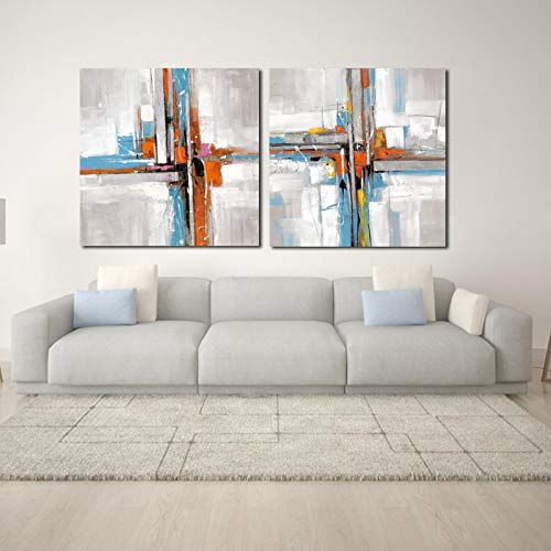 Peinture d'art abstrait moderne sur toile 60x60cm lot de 2 affiches murales salon sans cadre