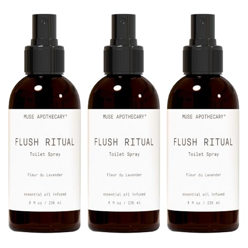 Muse Apothecary Flush Ritual - Aromatic &amp; Refreshing Toilet Spray, Use Before You Go, 8 oz, Infused with Natural Essential Oils - Fleur du Lavender, 3 Pack