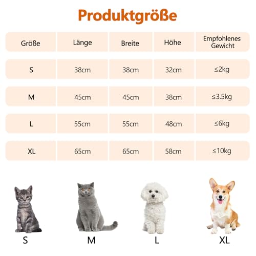 Galatée Katzenhöhlenbett, Süßes Katzenhaus-Hundeiglu Mit Abnehmbarem Kissen, Bequemes Dreieckiges Haustier-Tipi, Warmes Haustiernest Für Verbesserten Schlaf(XL, Braun)