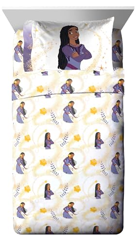 Image of Jay Franco Disney Wish Full Comforter Set - 7 Piece Bed Set Includes Sheet Set & Pillow Covers - Super Soft Kids Bedding Features Asha, Valentino & Star