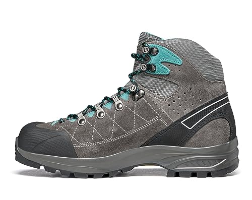 SCARPA Women's Kailash Trek GTX Waterproof Gore-Tex Lightweight Boots for Backpacking and Hiking - Smoke/Lagoon - 5-5.5