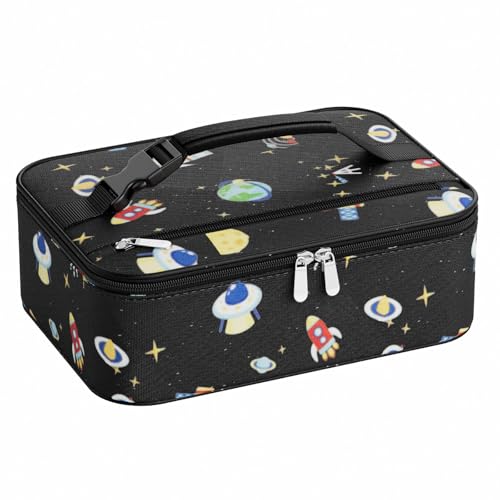 Neverwhy Small Lunch Box Insulated Lunch Bag for Women Men, Bento Kids Lunch Box, Compact Portable Thermal Meal Cooler Bags with Buckle Handle for Work & School, Spaceman 5L