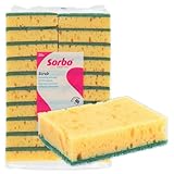Sorbo Scheuerschwamm – Kraftvolle Scheuerseite gegen hartnäckigen Schmutz, wasserabsorbierender Reinigungsschwamm für Glatte Oberflächen, 20 Stück