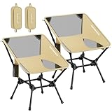 SONGMICS Chaises de Camping, Chaises de Plage Pliantes Hauteur Réglable, Structure en Acier, Supporte 150 kg, 2 Poches de Rangement par Siège, pour Voyages, Lot de 2, Marron GCB052KZ01