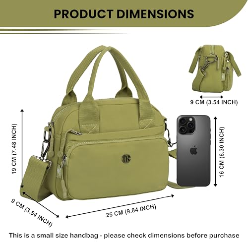 Image of TS WITH TECHSUN Small Women Crossbody Sling Bag Handbag for Travel Office Use, Water Resistant Nylon Shoulder Purse, Adjustable Strap Multipocket Organizer (25(L) X 19(H) X 9(W) CM)