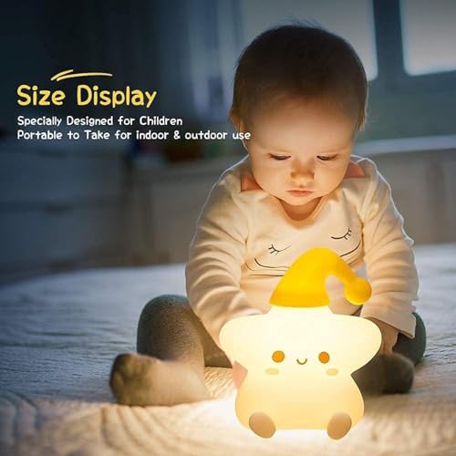 Image of Soft Silicone Star Night Light, 7-Color Breathing Modes, Rechargeable & Portable Bedside Lamp for Kids, Birthday Gift for Girls, Babys, Childrens Bedroom & Gift Decor