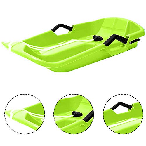 Fan-Ling Snow Sled Two-Rider Downhill Outdoor, High Performance Toboggan for Kids and Adults Durable Sledge Slider with Pull Rope for Winter Sledding (Green) - Thumbnail 2