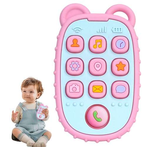 Aolso Beißring Baby, Silikon Beißspielzeug Handy, Baby Kauspielzeug, BPA-frei, Kinder Telefon zum Pop It Spielzeug, Beruhigt Wundes Zahnfleisch, BeißringBaby für Jungen & Mädchen (Rosa)