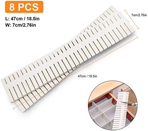 Drawer Dividers 8 PCS, Adjustable Drawer Storage Organizer Flexible Household Separators for Office Supplies, Bedroom, Kitchen, Utensils Makeup Tools, Clutter Cutlery, Clothes, Underwear, Socks