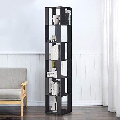 nozama living Room Bookcases,Rotating Bookshelf,6 Tier 360° Tall