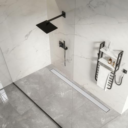 EBYTE Linear Shower Drain - 60 Inch Brushed Nickel, with Tile Insert Panels by ebyte - Used condition - Image 2