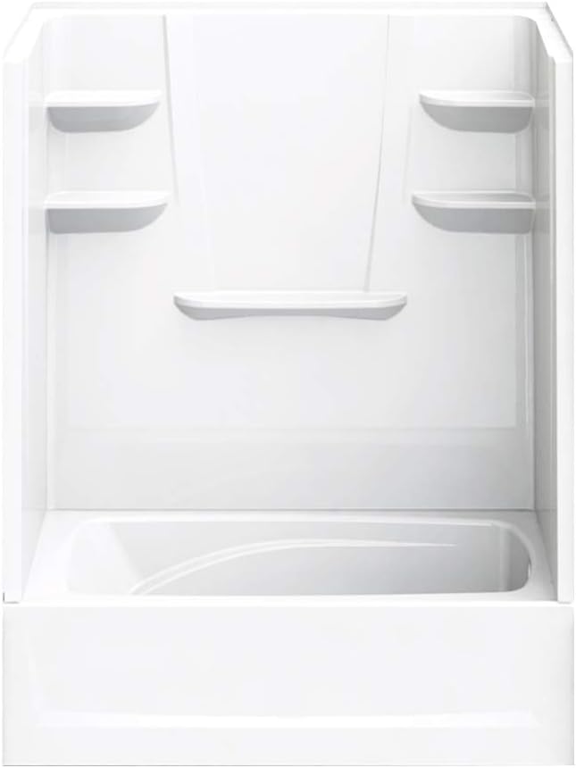 A2 6036CTSMR-134561-WN 60-in x 36-in x 82-in Composite Bath/Shower Kit with Door, White and Brushed Nickel