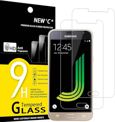 NEW'C 2 Stück für Samsung Galaxy J3 2016 für Panzerglas, Frei von Kratzern, 9H Festigkeit, HD Bildschirmschutzfolie, 0.33mm Ultra-klar, Ultrawiderstandsfähig
