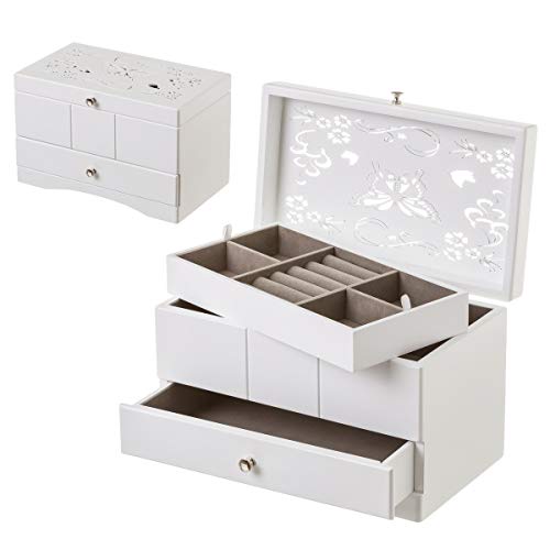 D,casa  Boîte à Bijoux avec Plateau en Bois Blanc provençal pour Chambre Vitta