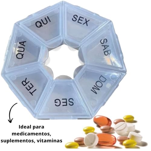 Caixa Organizadora Porta Comprimidos Diário Separador Caixinha Semanal Medicamento Remedio Suplement