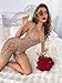 Kimfeng Sexy Lingerie for Women Leopard Print Bodycon Jumpsuit Romper Hater V Neck Sheer Mesh Bodystocking Sleepwear Rave Oufits Beige