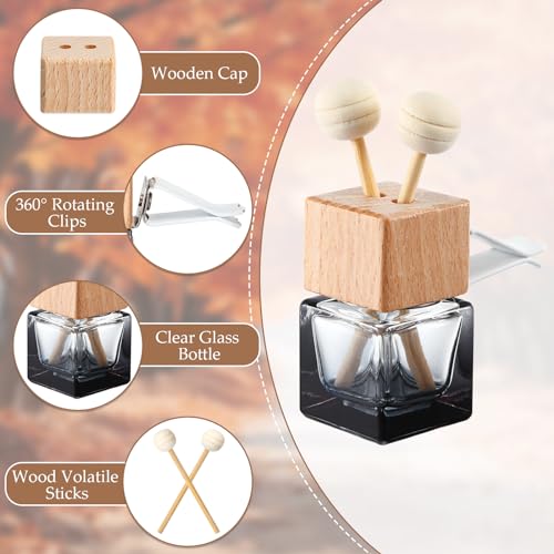 Image of Zubebe 30 Pcs Car Air Freshener Diffuser with Vent Clip Empty Car Diffuser Bottles for Essential Oil Perfume Glass Bottle with Wooden Caps Stick (Gradient Black)