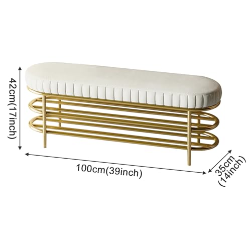 Banc à chaussures avec rangement petit espace entrée velours - 2
