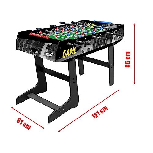 Sport1 Klappbarer Tischkicker mit Beinen für den Innenbereich aus MDF, Maße: 121 x 61 x 85 cm, mit 8 Schlaufen, Punktezähler und Bälle. Für den Innenbereich geeignet. – Bild 4
